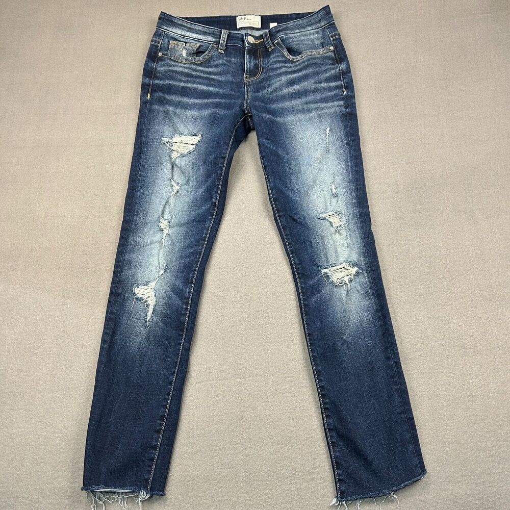 BKE Payton Skinny Jeans Size 26x28 Dark Wash Stretch Denim Distressed
